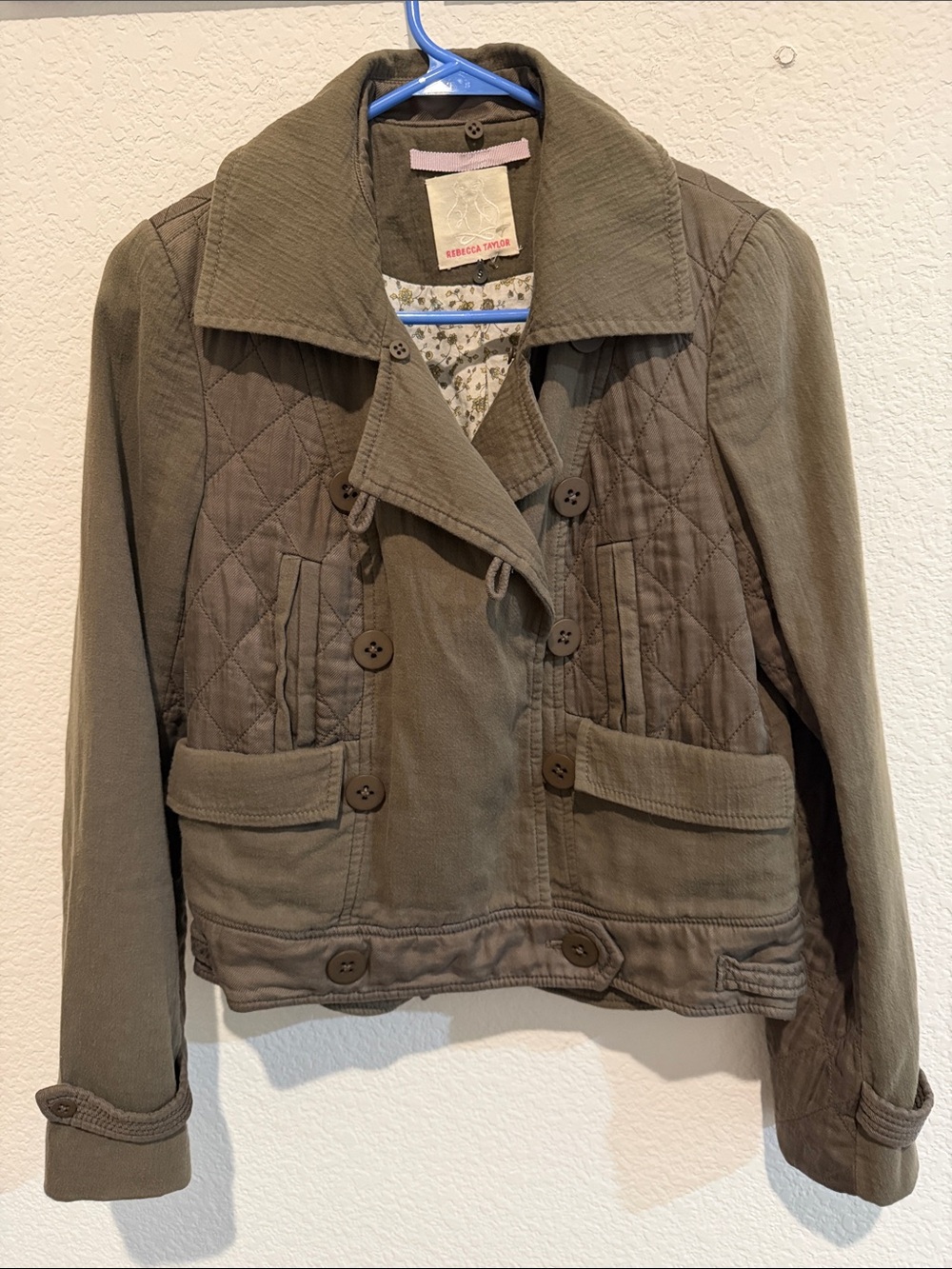 Rebecca Taylor Women’s Olive Green Quilted Utility Jacket